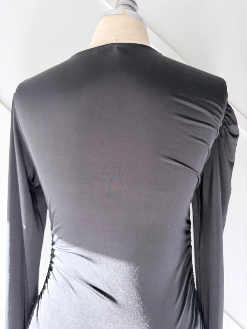 Tibi Ruched Jersey Crewneck Long Sleeve Top Black|Size 2 Minimal Draped Designer - Picture 10 of 14